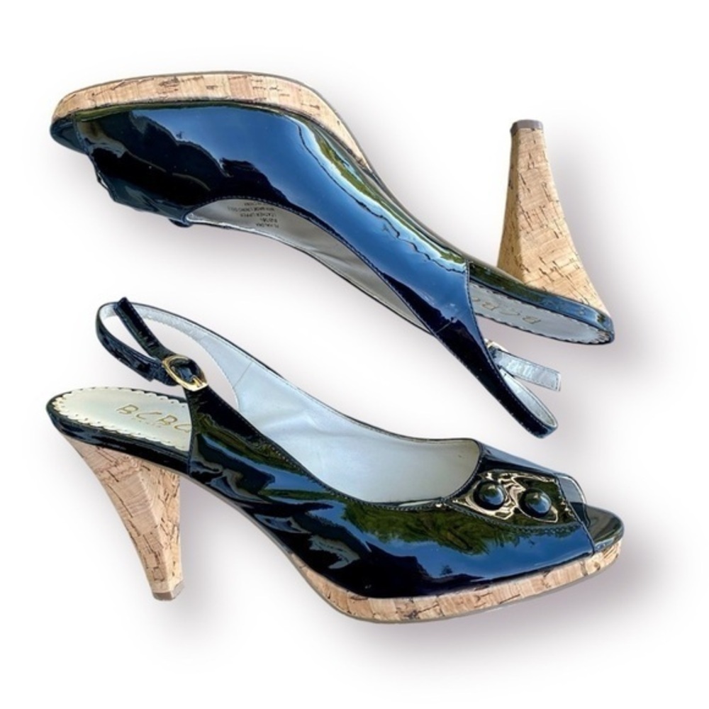 BCBG Paris Patent Sling Back Heels Size 8.5